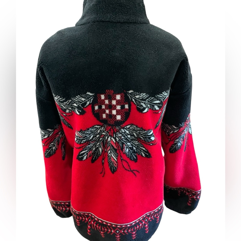 Coastlines Women's Vintage First Nations Feather Native Canadian Fleece Coat XL